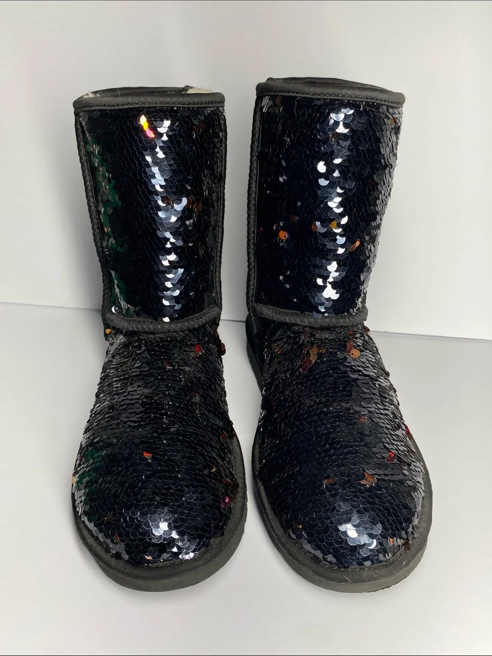 UGG Black Sequin Shearling Lined Short Boots